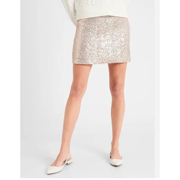 NWT Womens Sequin Mini Skirt med Party Size 10 Bling Chic Celebration Sparkle - Picture 1 of 8